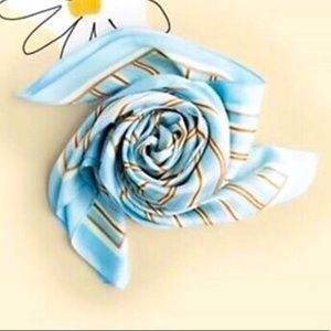 Cleobella Blue Striped Silk Scarf